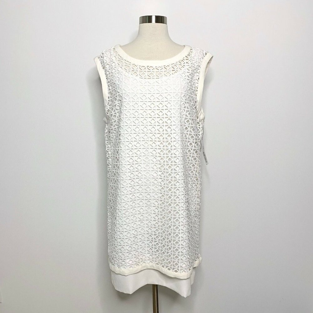 TRIBAL FEMME Womens Dress‎ Size 8 White Lattice Overlay Sleeveless NWT Lined